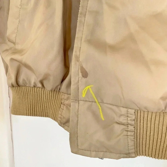 Vintage Sears Bomber Jacket Coat Work Lesirue Fur Collar Tan Brown Oversized - Picture 10 of 13